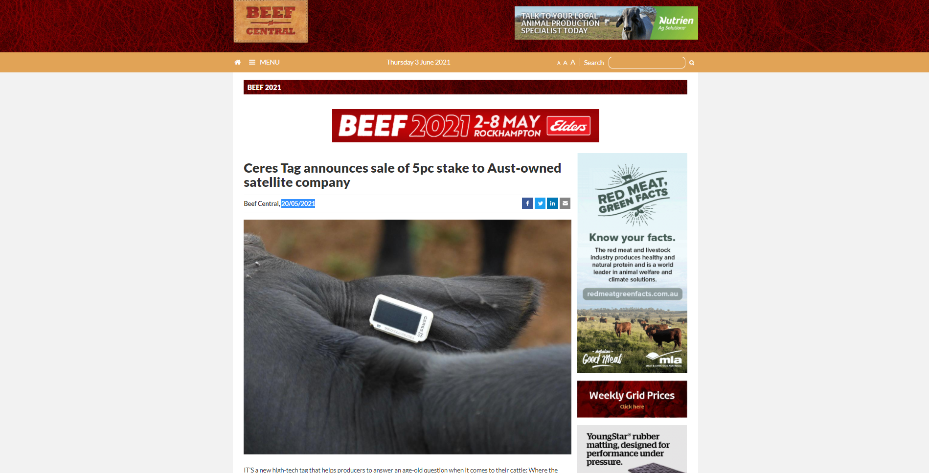 Ceres Tag announces sale of 5% stake to Aus-owned satellite company