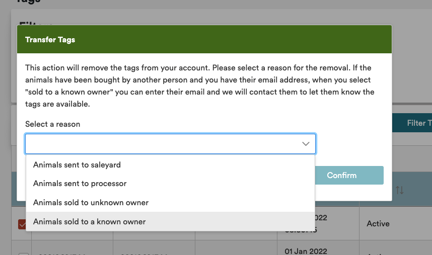 How to transfer tags to a known owner step 2